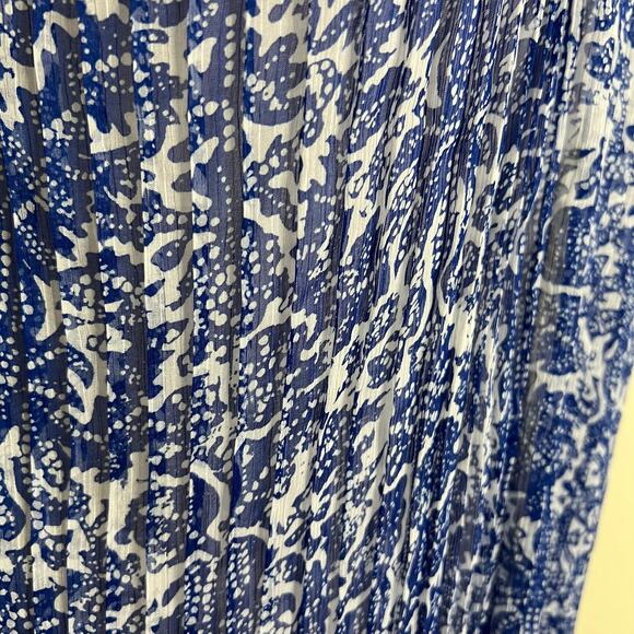 Others Follow Maxi Dress XS Pleated Plisse Chiffon Self Tie Belted Sheer Blue - Picture 5 of 10